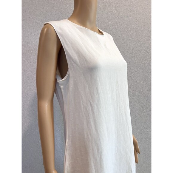 ZARA WOMEN LINEN BLEND MIDI DRESS ZW COLLECTION OYSTER WHITE LARGE 8135/100 - Picture 9 of 16